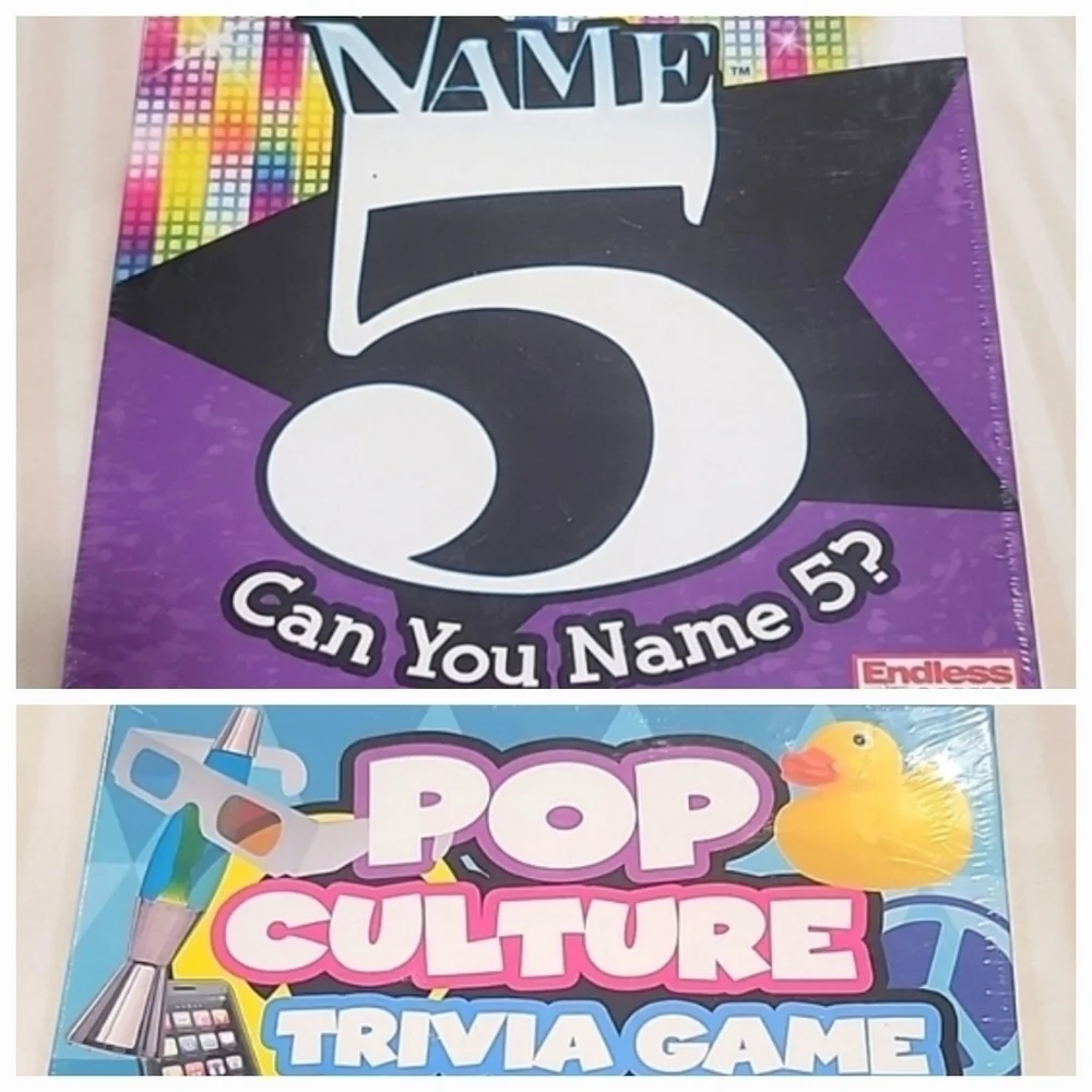 LOT of 2 Games POP CULTURE TRIVIA GAME & NAME 5 NWT